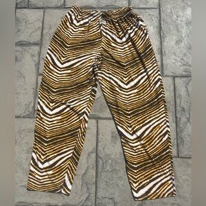 Vintage 90s Zubaz Zebra Print Pull On Pants Black Gold Pittsburgh Steelers XL